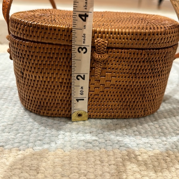 Oval Rattan Bag With Leather Strap - Bohemian Crossbody Bag - Straw Woven Bag - Picture 12 of 14